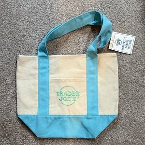 Trader Joe’s mini Tote. Blue and Cream